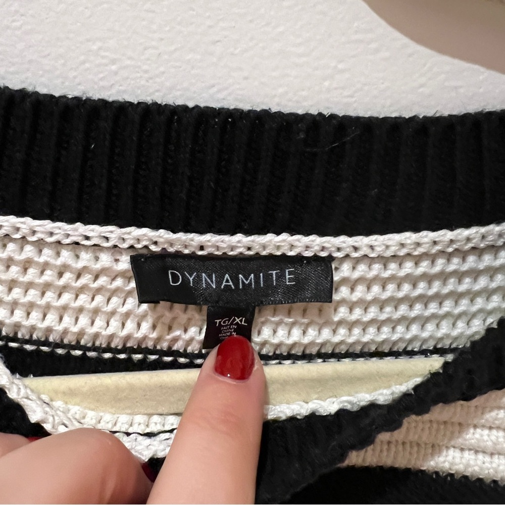Dynamite Black and White Striped Sweater - Picture 3 of 5